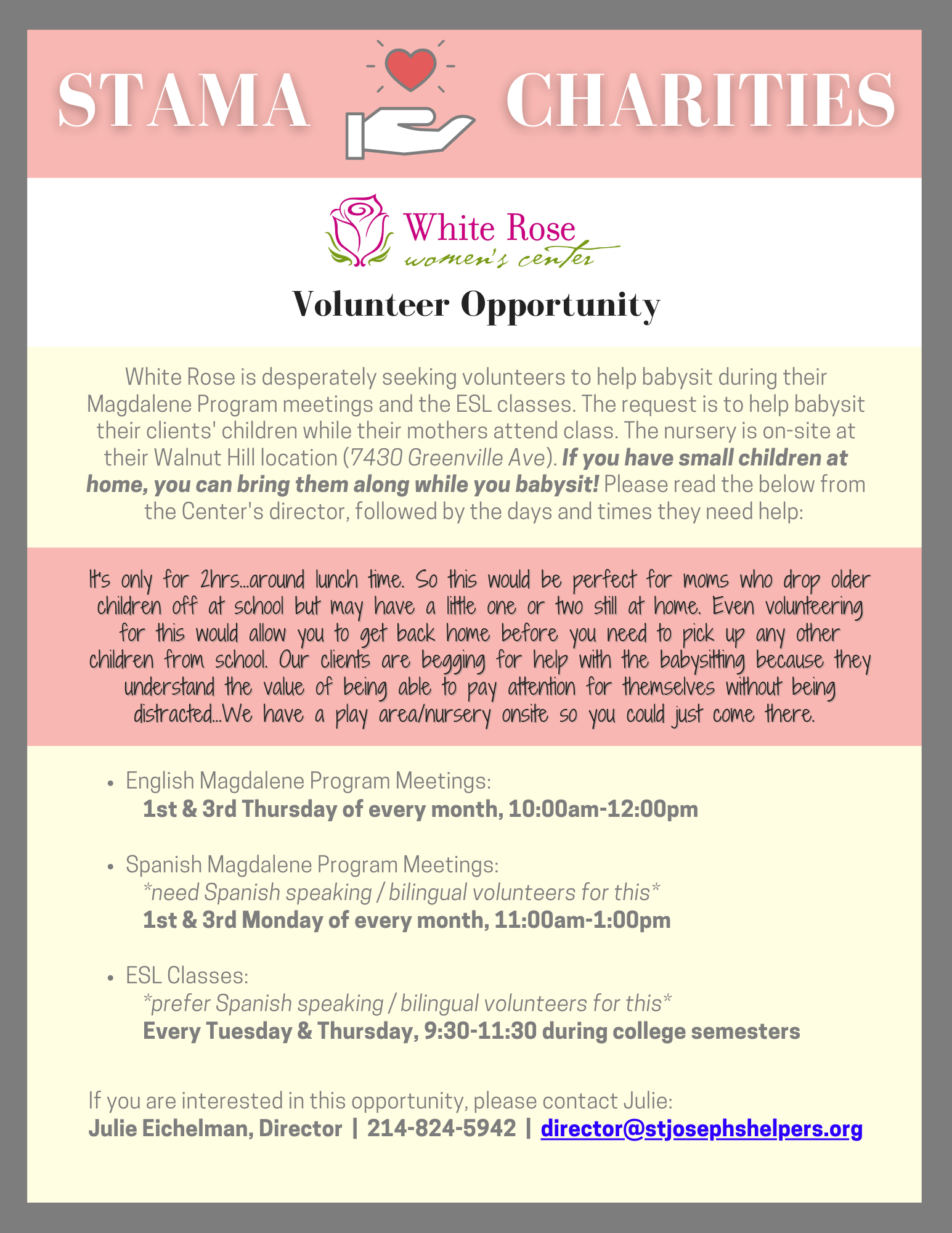 STAMA Charities Volunteer Opportunities Moms Group Dallas